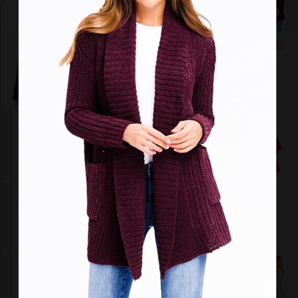 Plum Chenille Cardigan